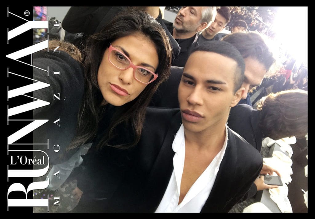 RUNWAY MAGZINE model Abigail Lopez Cruz and Creative Director of Balmain Olivier Rousteing Runway-Magazine-Model-Abigail-Lopez-Cruz-LOreal-show-Paris-Champs-Elysees-Olivier-Rousteing-Balmain