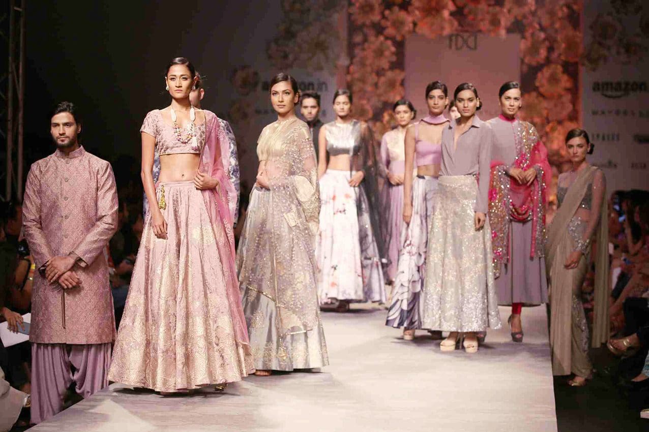 History of the Fashion Week by Runway Magazine Models walk the ramp showcasing fashion designer Siddhartha Tytler's creations during Amazon India Fashion Week in New Delhi, on Oct 12, 2015. (Photo: Amlan Paliwal/IANS)