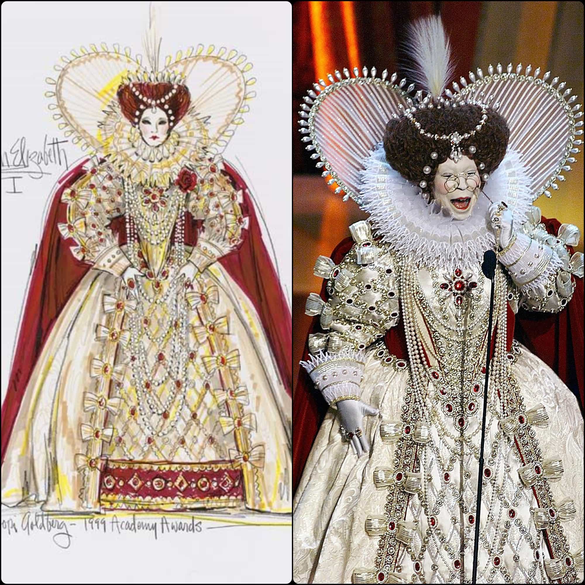 Bob Mackie Kostüm Königin Elizabeth I für Whoopi Goldberg - Gastgeber bei den Oscars Academy Awards 1999