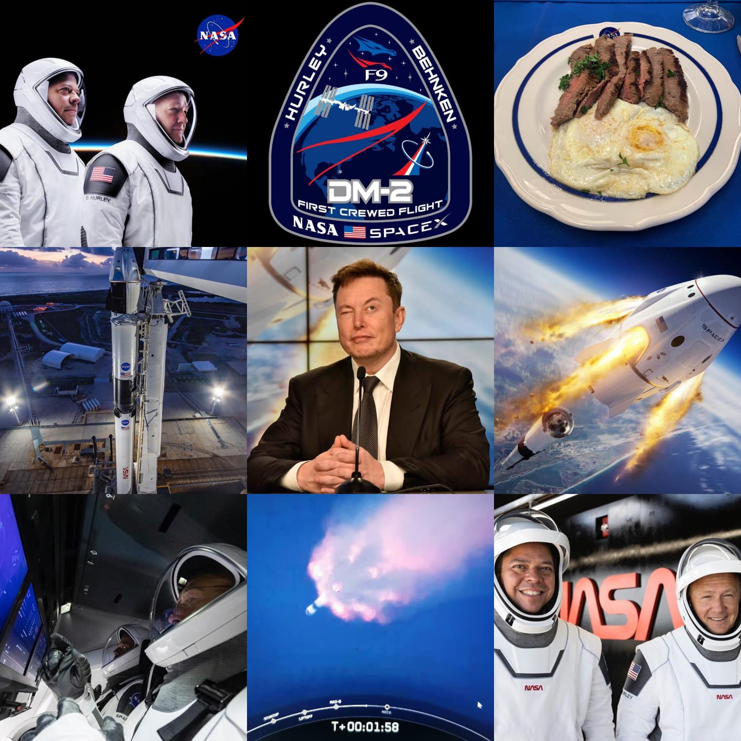SpaceXの打ち上げ-CEOのElonMusk-宇宙飛行士のBobBehnkenとDougHurley-NASA