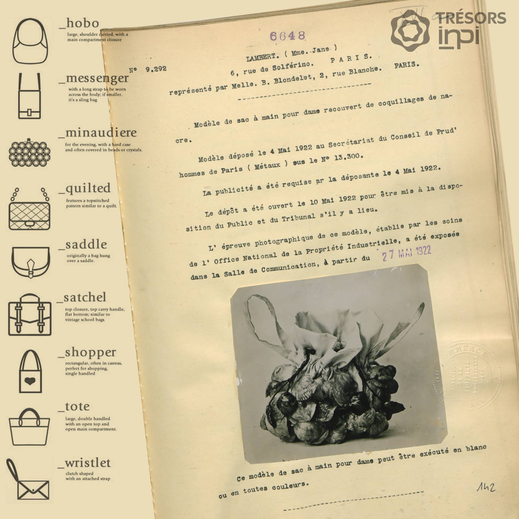 Histoire du sac à main - Trésor de l'INPI par RUNWAY MAGAZINE