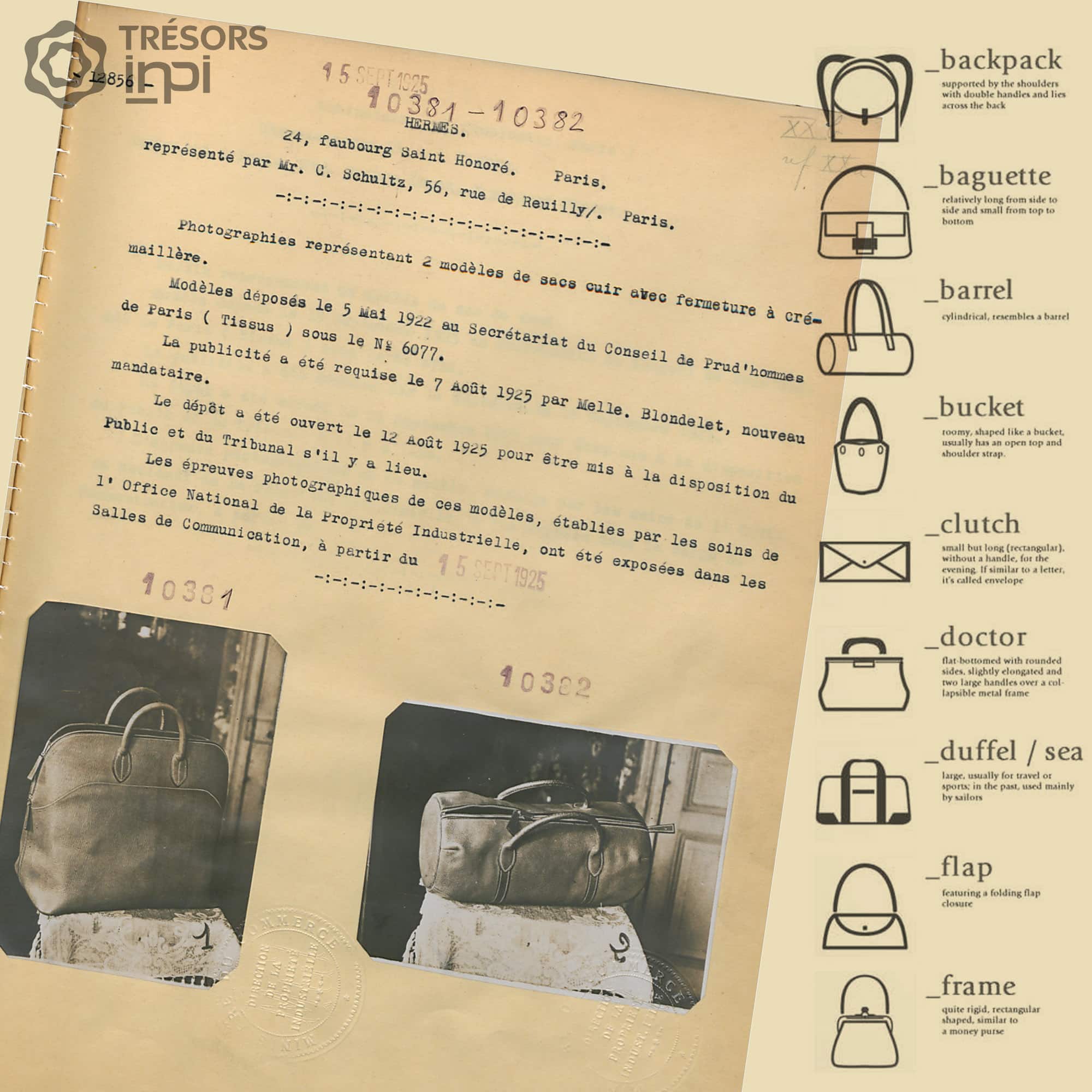 Histoire du sac à main - Trésor de l'INPI par RUNWAY MAGAZINE