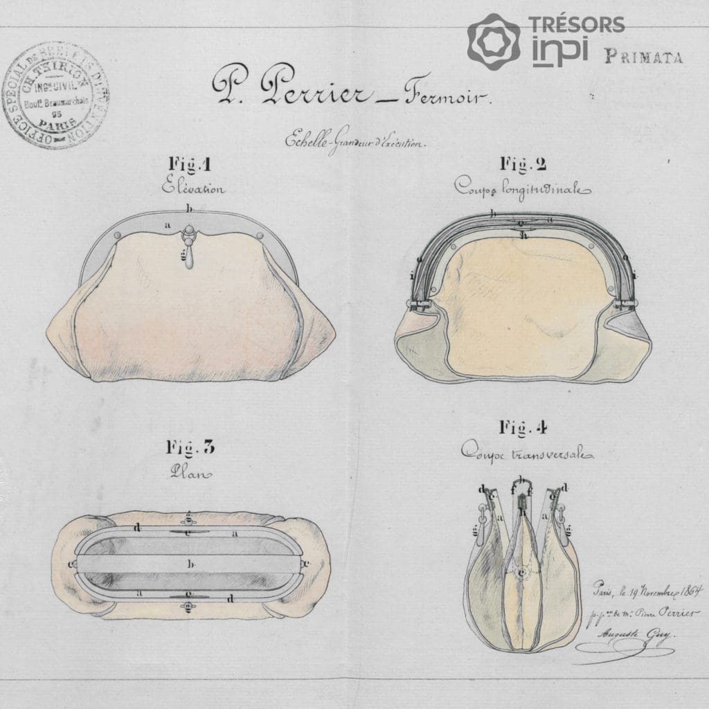 Histoire du sac à main - Trésors INPI par RUNWAY MAGAZINE - Premier modèle de sac à main enregistré 1864