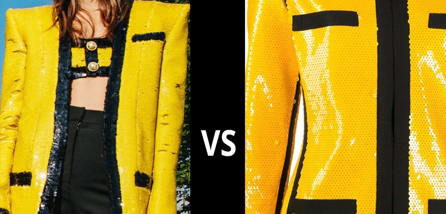 Balmain Cruise 2021 vs Chanel Yellow Sequin Scuba Jacket shown on Vogue Cover January 1991
