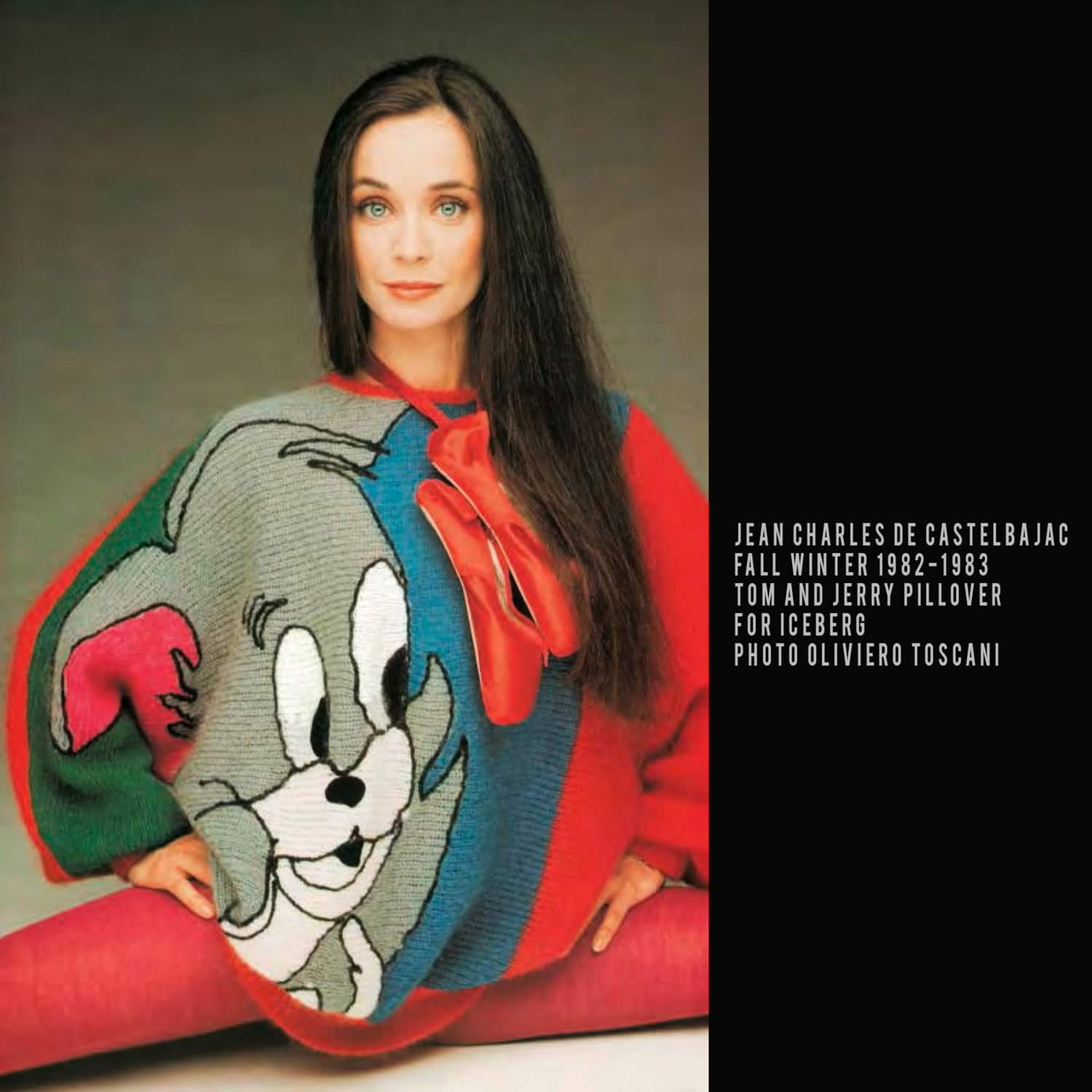 JC de Castelbajac for ICEBERG-Winter 1982-1983-Tom and Jerry pullover-photo Oliviero Toscani