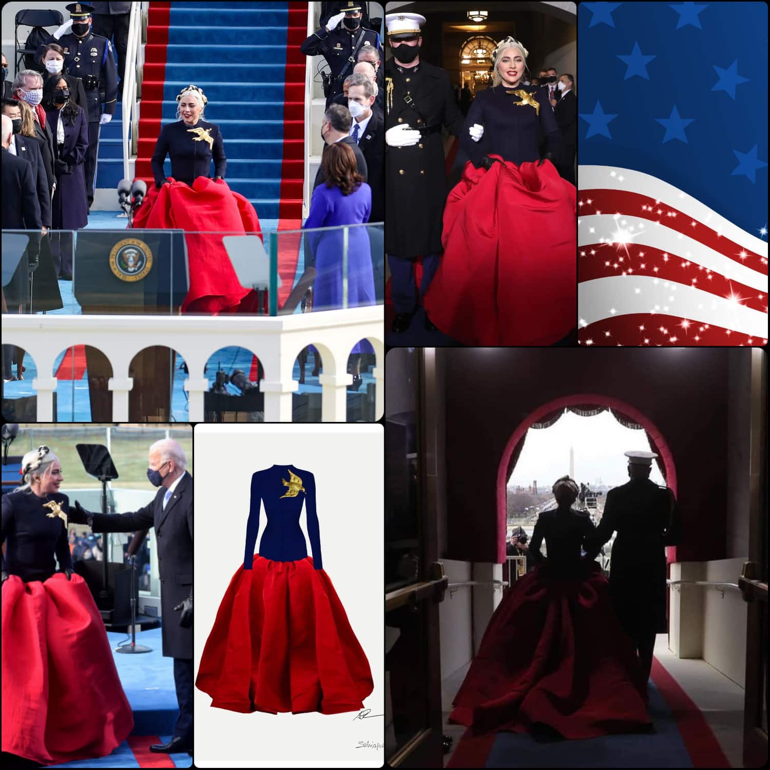Inaugurazione del presidente Joe Biden - Lady Gaga in abito Schiaparelli di Daniel Roseberry -RUNWAY MAGAZINE