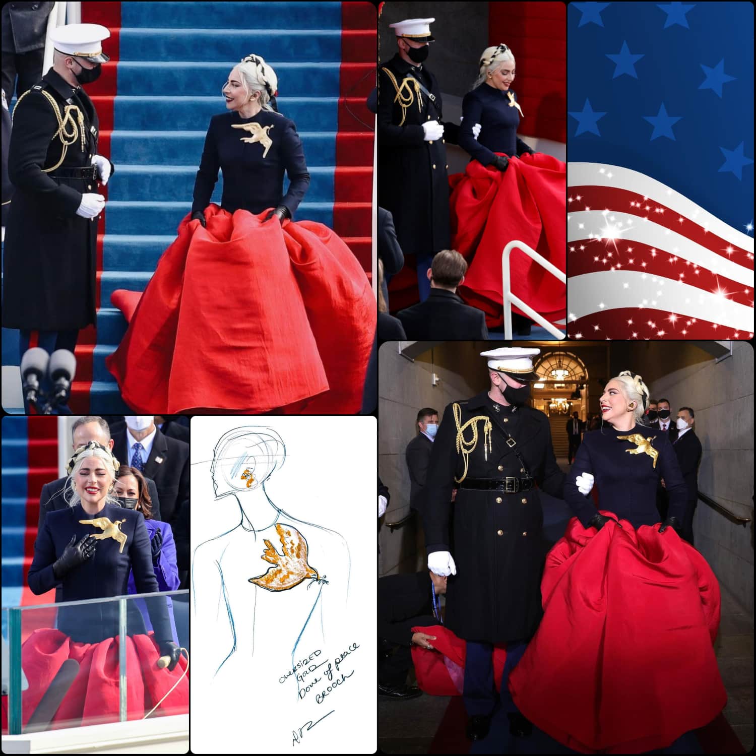 Inaugurazione del presidente Joe Biden - Lady Gaga in abito Schiaparelli di Daniel Roseberry -RUNWAY MAGAZINE