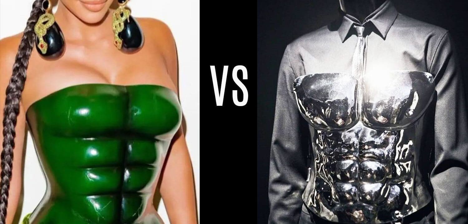 Daniel Roseberry - Schiaparelli for Kim Kardashian 2021 vs Jean Paul Gaultier iconic bust 1990s
