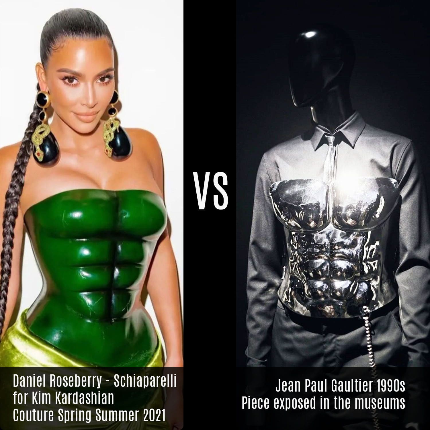 Daniel Roseberry - Schiaparelli for Kim Kardashian 2021 vs Jean Paul Gaultier iconic bust 1990s