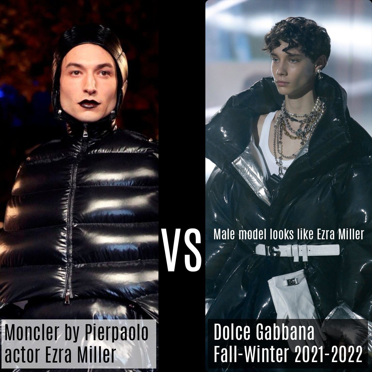 Moncler & Pierpaolo Piccioli Fall-Winter 2019-2020 by Ezra Miller vs Dolce Gabbana Fall-Winter 2021-2022