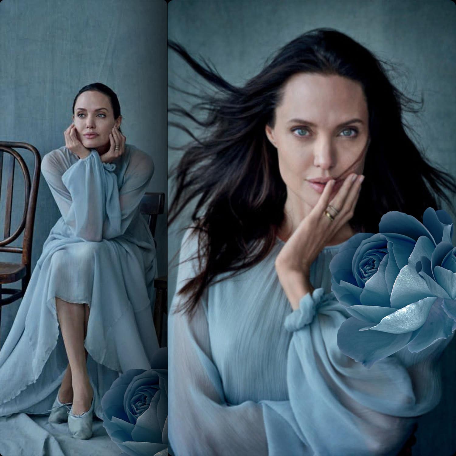 安吉丽娜·朱莉(Angelina Jolie)身穿路易莎·贝卡里亚(Luisa Beccaria)。 《名利场》意大利封面故事。 彼得·林德伯格(Peter Lindbergh)摄