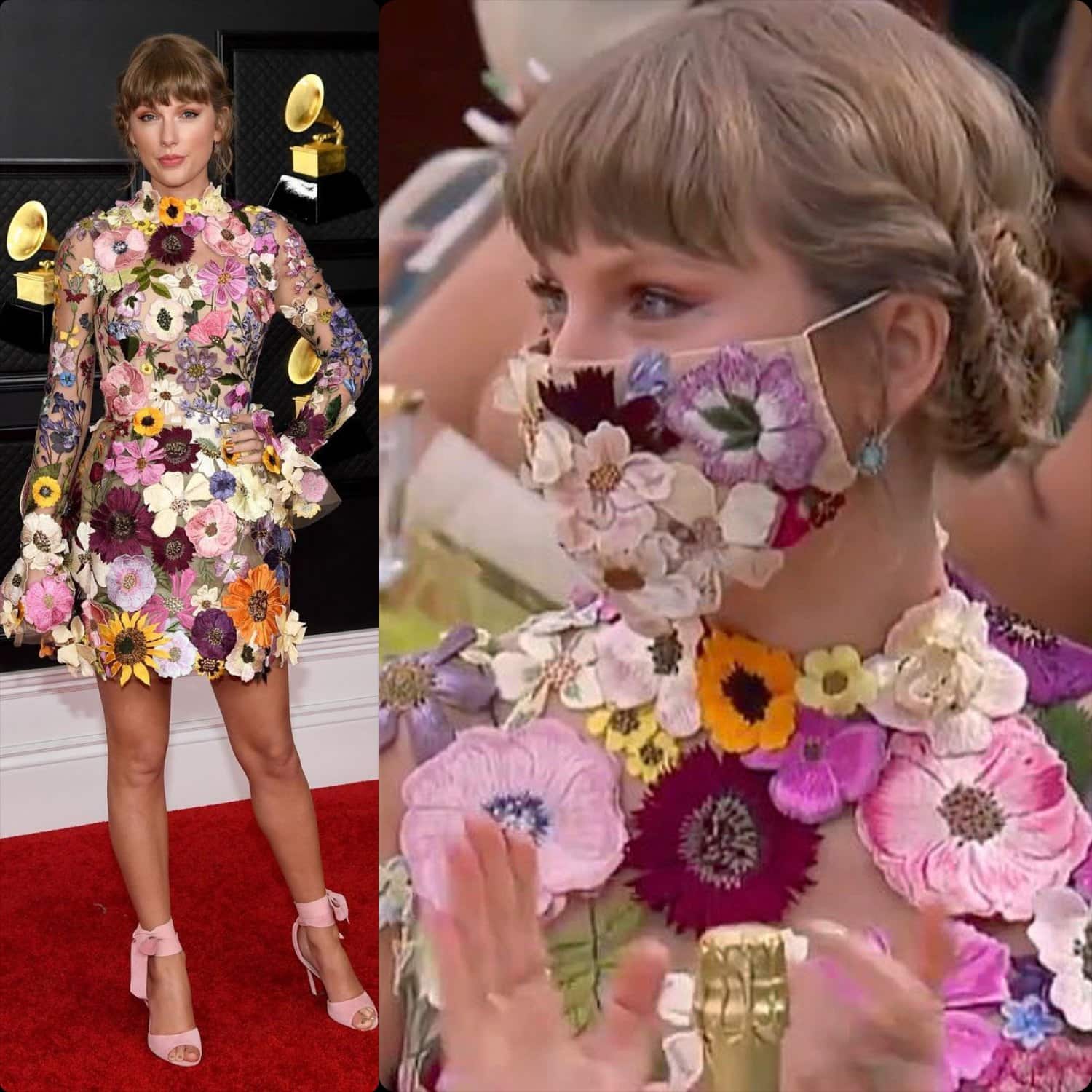 泰勒·斯威夫特(Taylor Swift)在奥斯卡·德拉伦塔(Oscar de la Renta)穿着2021年格莱美奖 RUNWAY 杂志