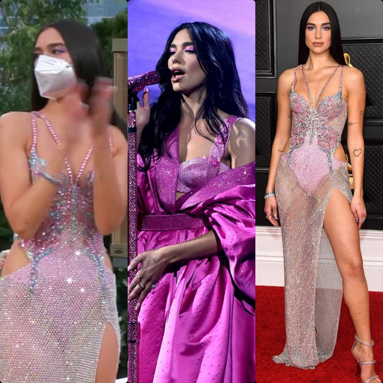 范思哲(Versace)的杜阿·利帕(Dua Lipa)在2021年格莱美奖颁奖典礼上获 RUNWAY 杂志
