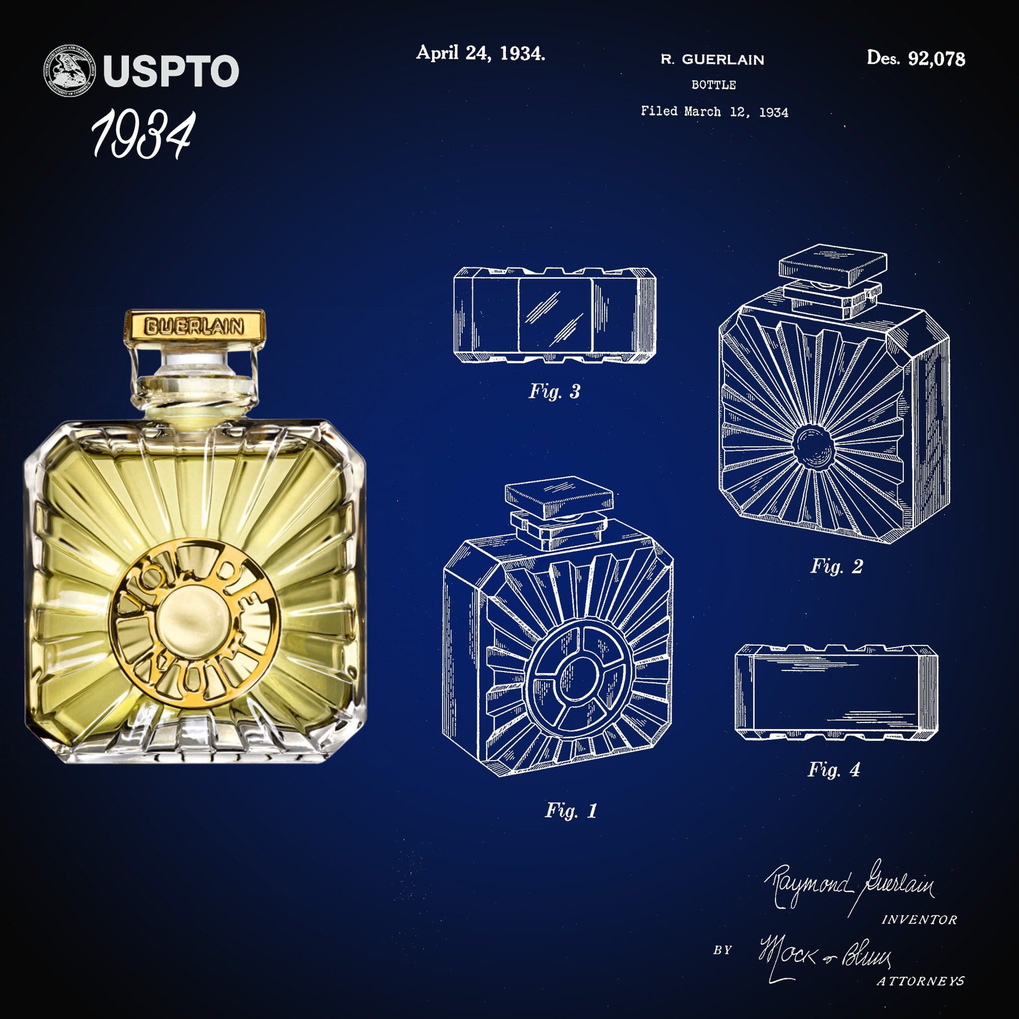 Raymond Guerlain deposito di flaconi di brevetto per Voil de Nuit nel 1934 - Brevetti USPTO di RUNWAY MAGAZINE
