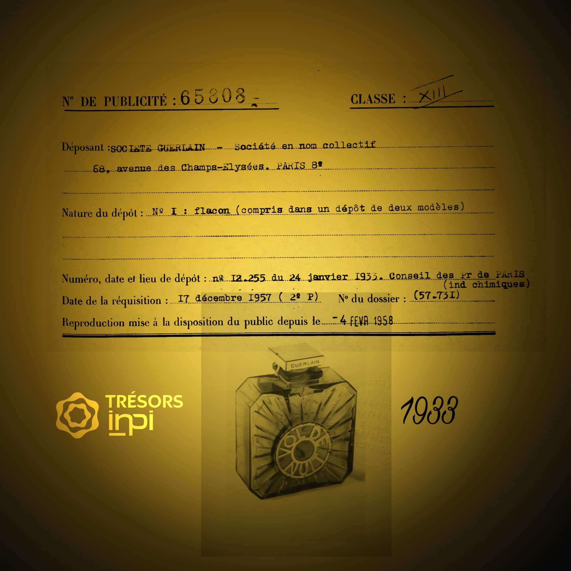 Raymond Guerlain limatura di flacone di brevetto per Voil de Nuit nel 1933 - Tresors INPI di RUNWAY MAGAZINE