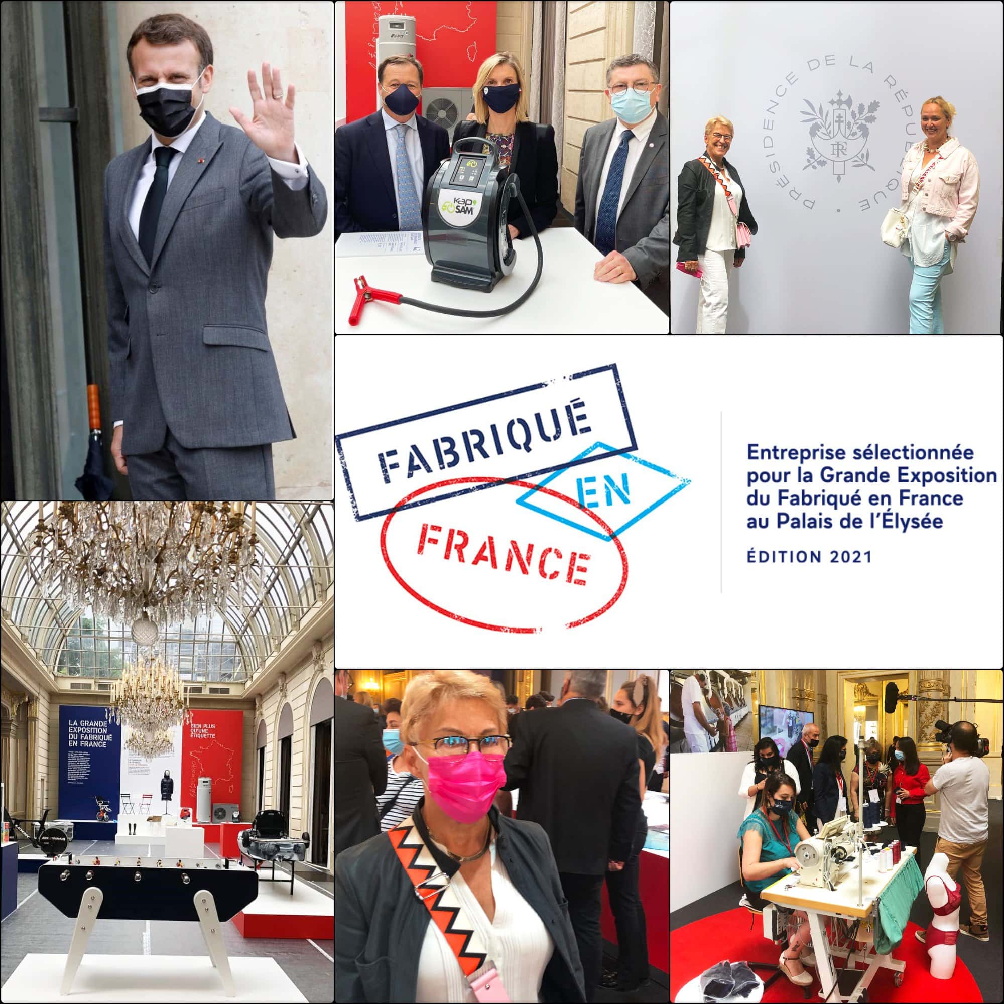 Fabriqué en France 2021 Élysée expo par RUNWAY MAGAZINE. Emmanuel Macron, Agnès Pannier-Runacher, Guillaumette Duplaix