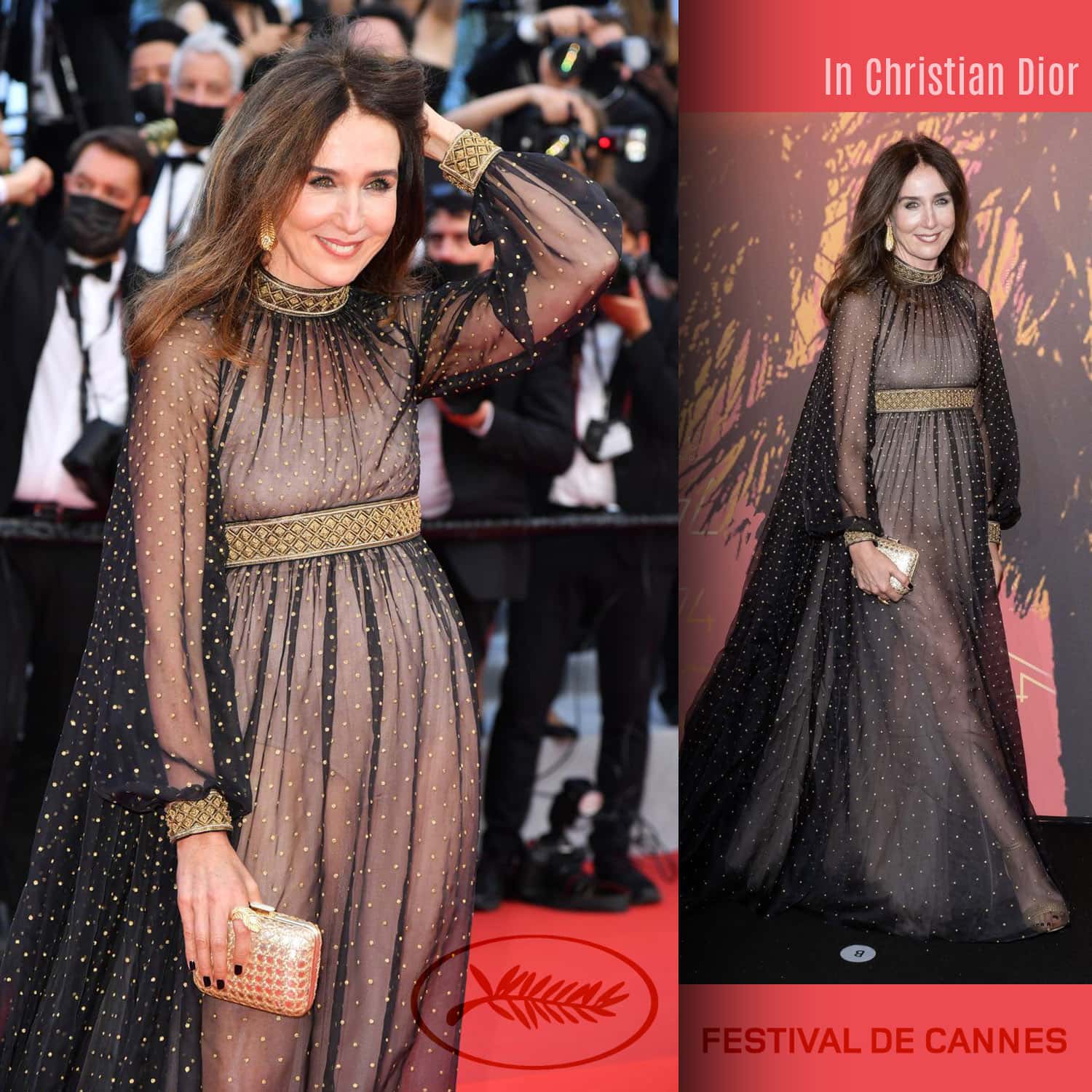 戛纳 2021 - Elsa Zylberstein 在 Christian Dior - 照片 GettyImage - 由 RUNWAY 杂志