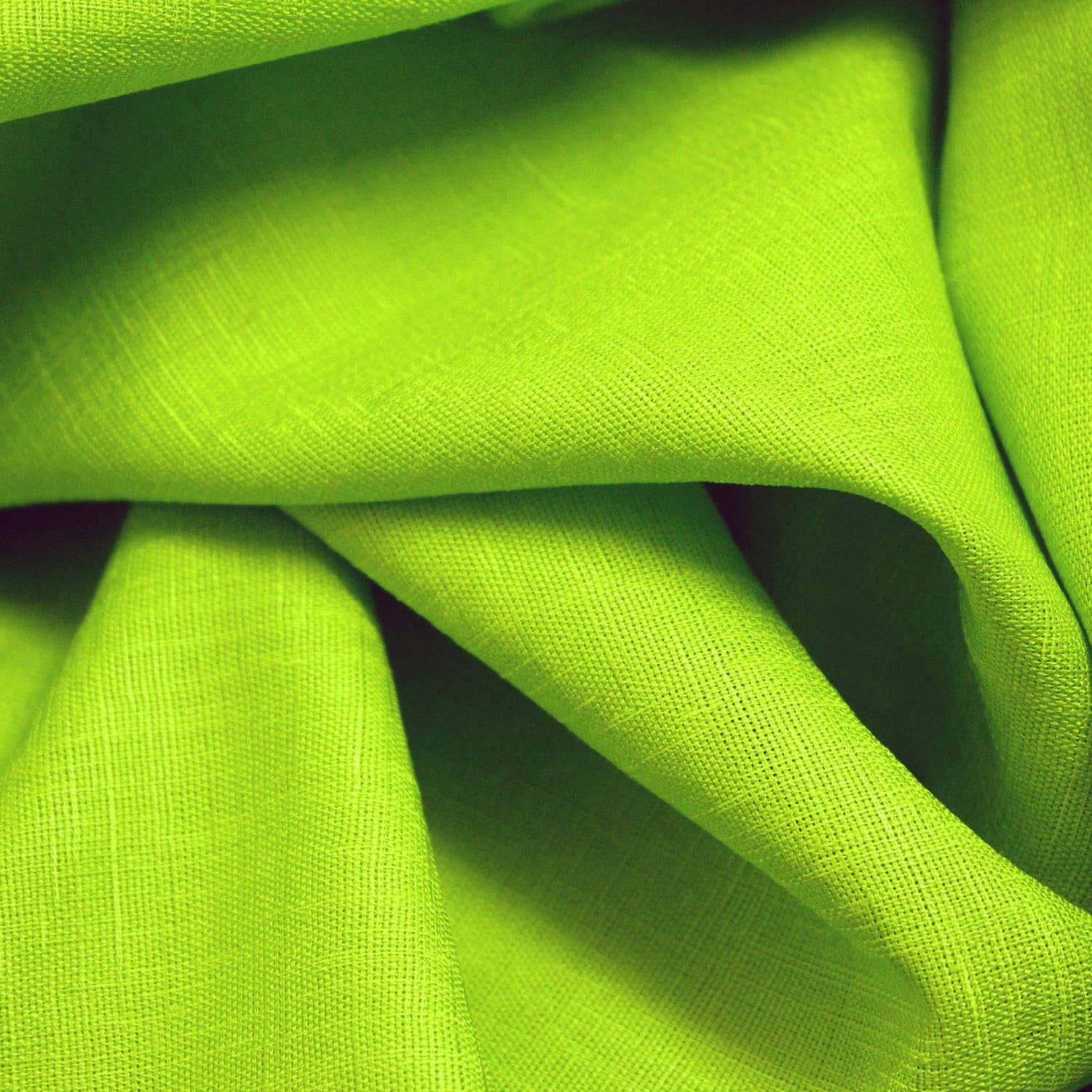 GREEN linen fabric fluo