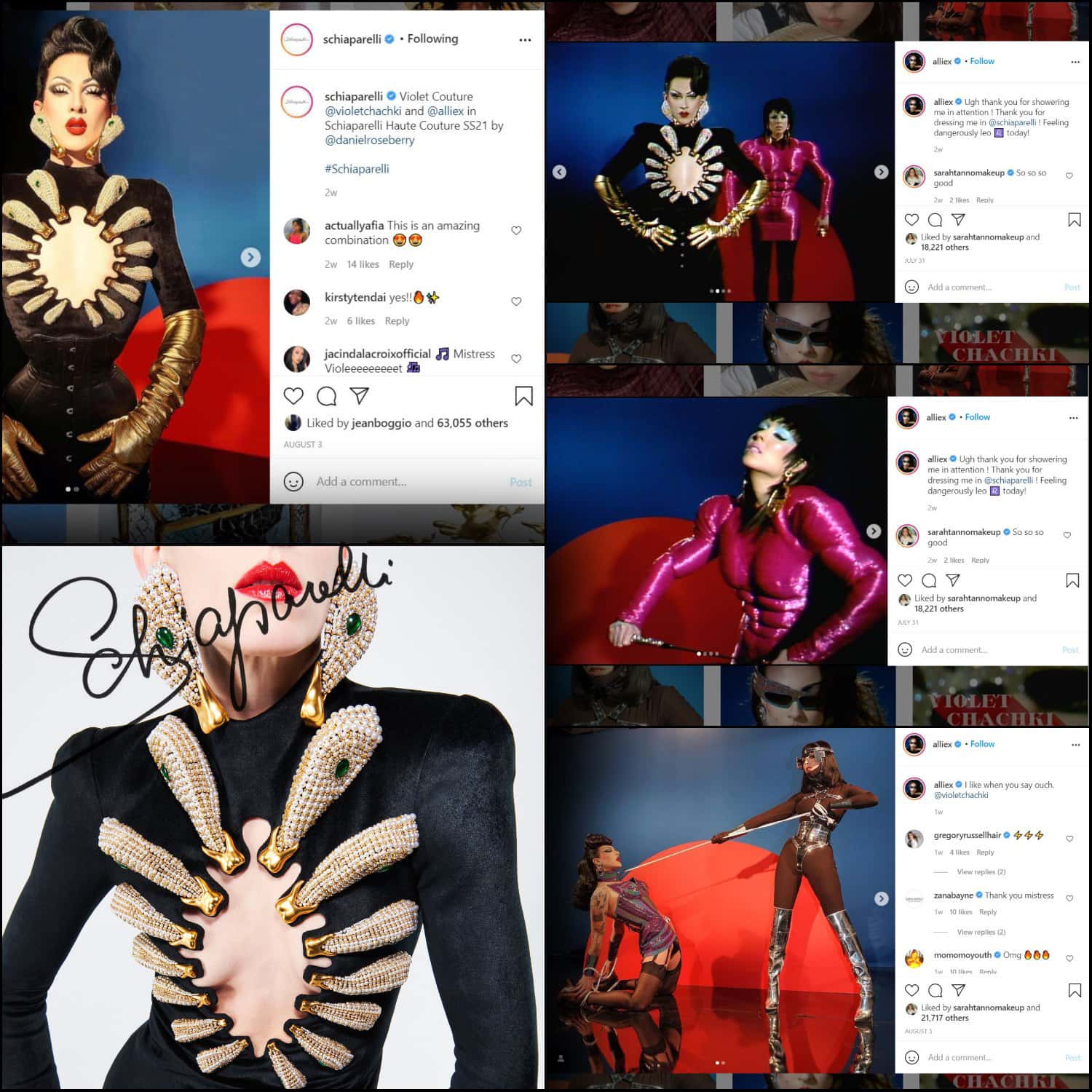 Schiaparelli de Daniel Roseberry para Violet Chachki e Alliex - desempenho MUITO MAIS ME