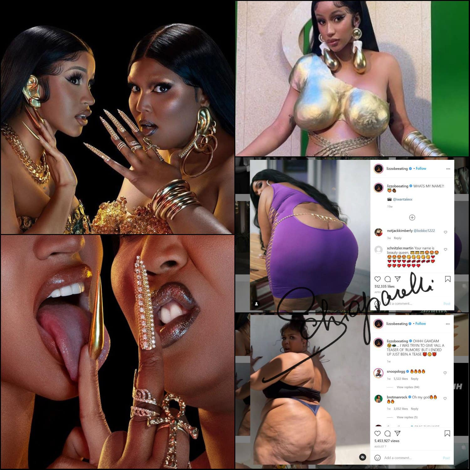 Schiaparelli de Daniel Roseberry para Lizzo e Cardib - performance RUMORS