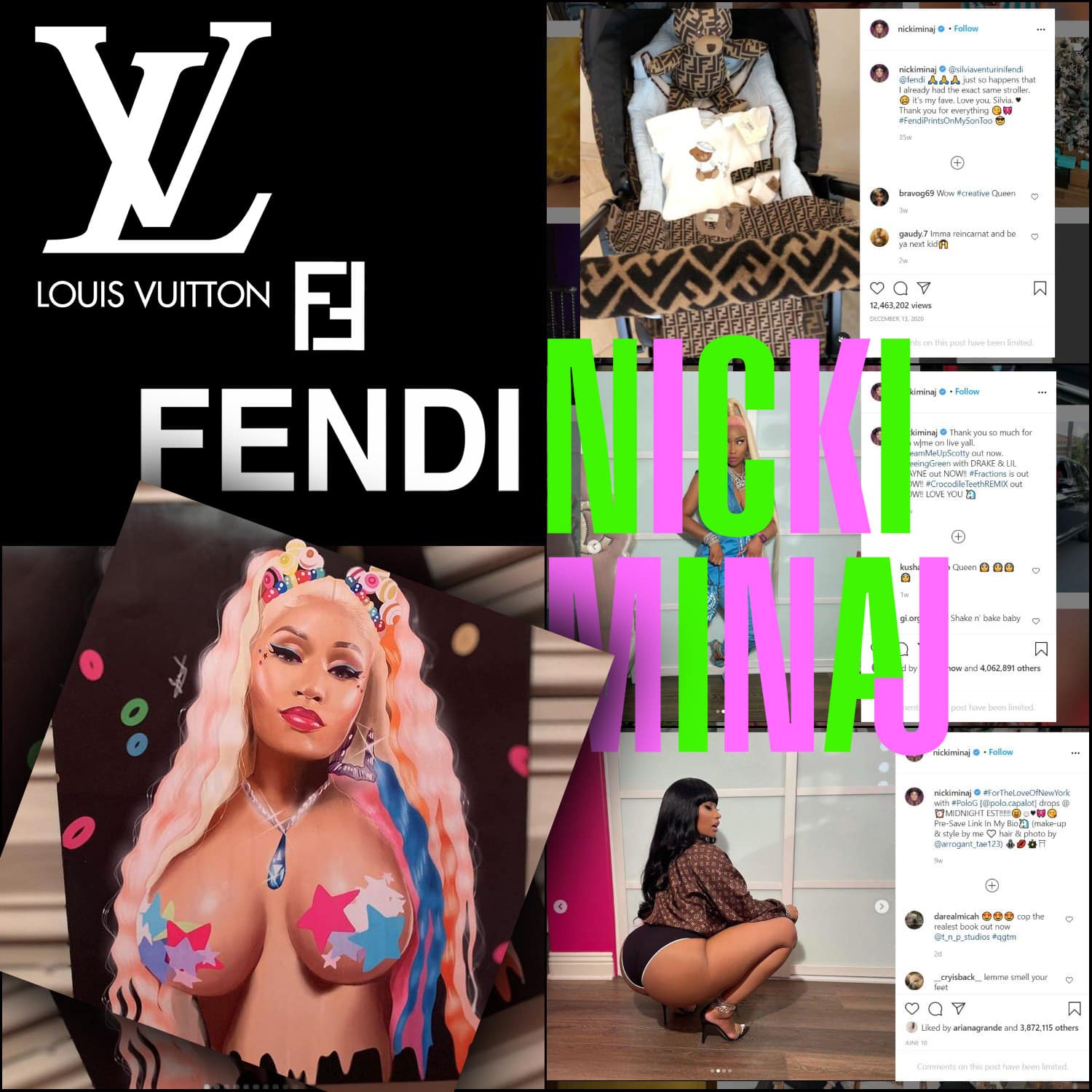 Louis Vuitton e Fendi por Nicki Minaj e WHOLE LOTTA MONEY