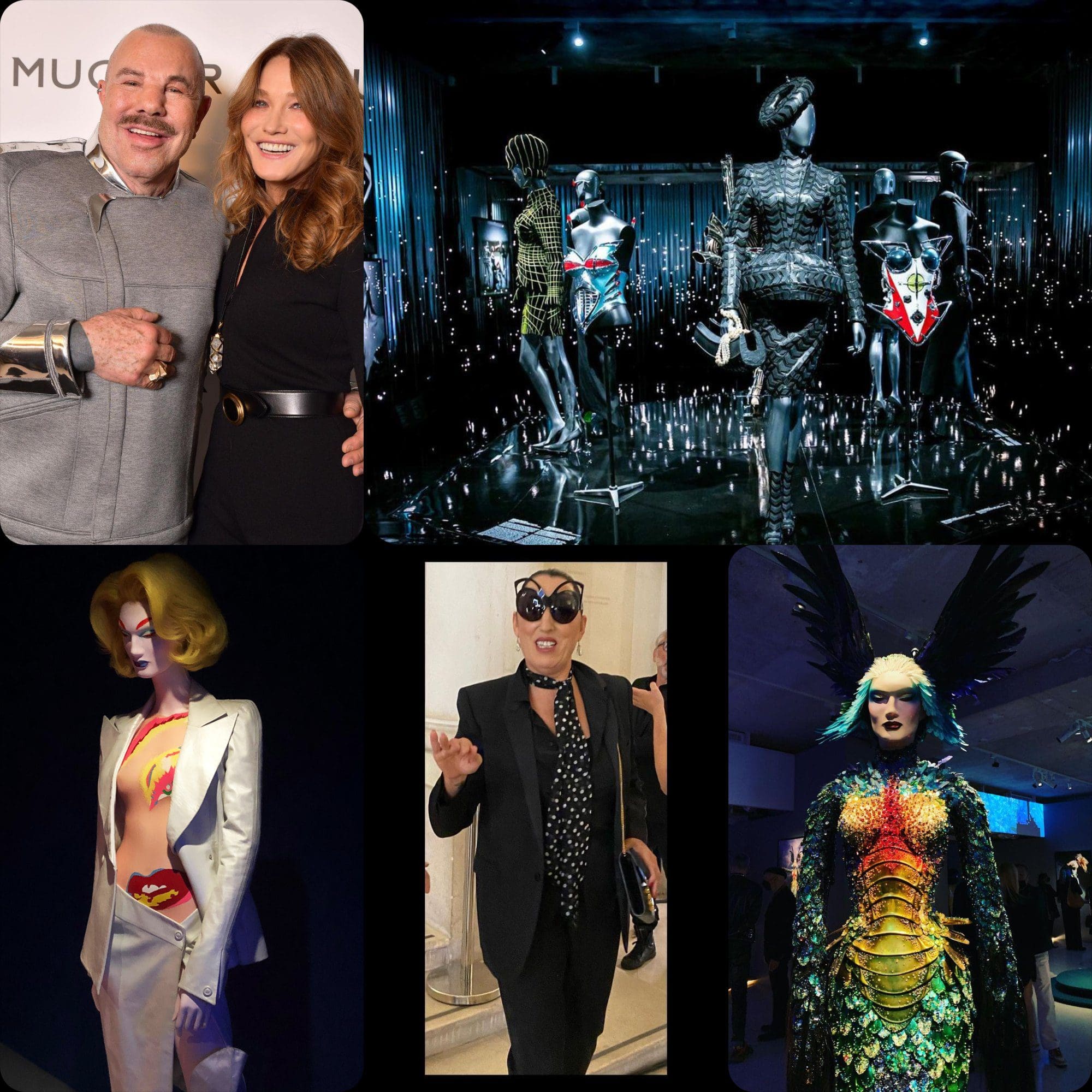 Thierry Mugler, Carla Bruni and Rossy de Palma at opening COUTURISSIME expo at MAD Paris by RUNWAY MAGAZINE