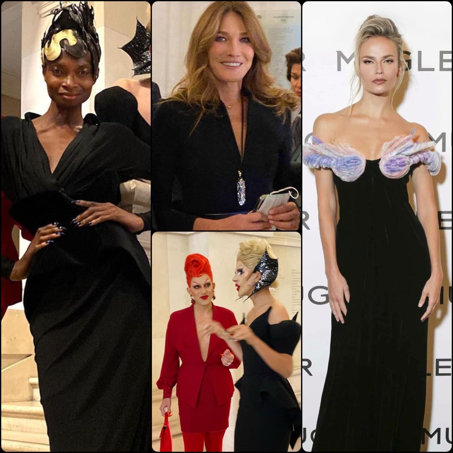 Debra Shaw, Carla Bruni, Natasha Poly at Thierry Mugler COUTURISSIME expo at MAD Paris by RUNWAY MAGAZINE