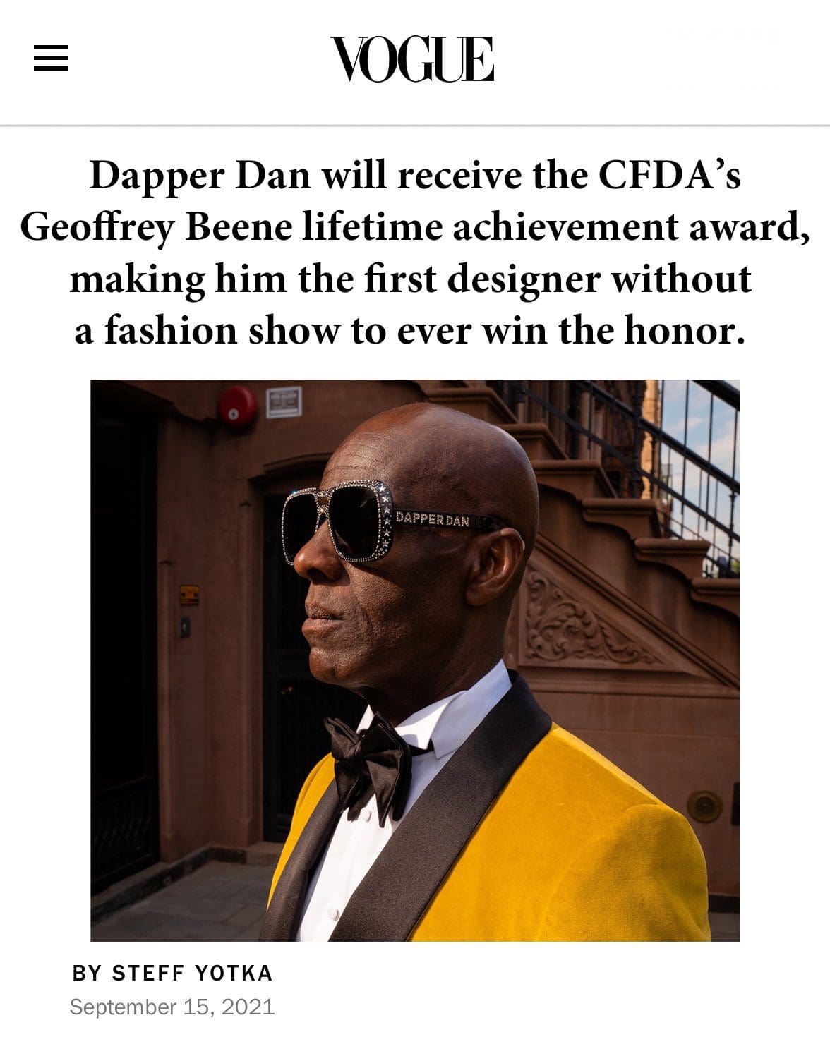 Counterfeit goods designer Dapper Dan honored by 2021 CFDA lifetime achievement award by VOGUE magazine