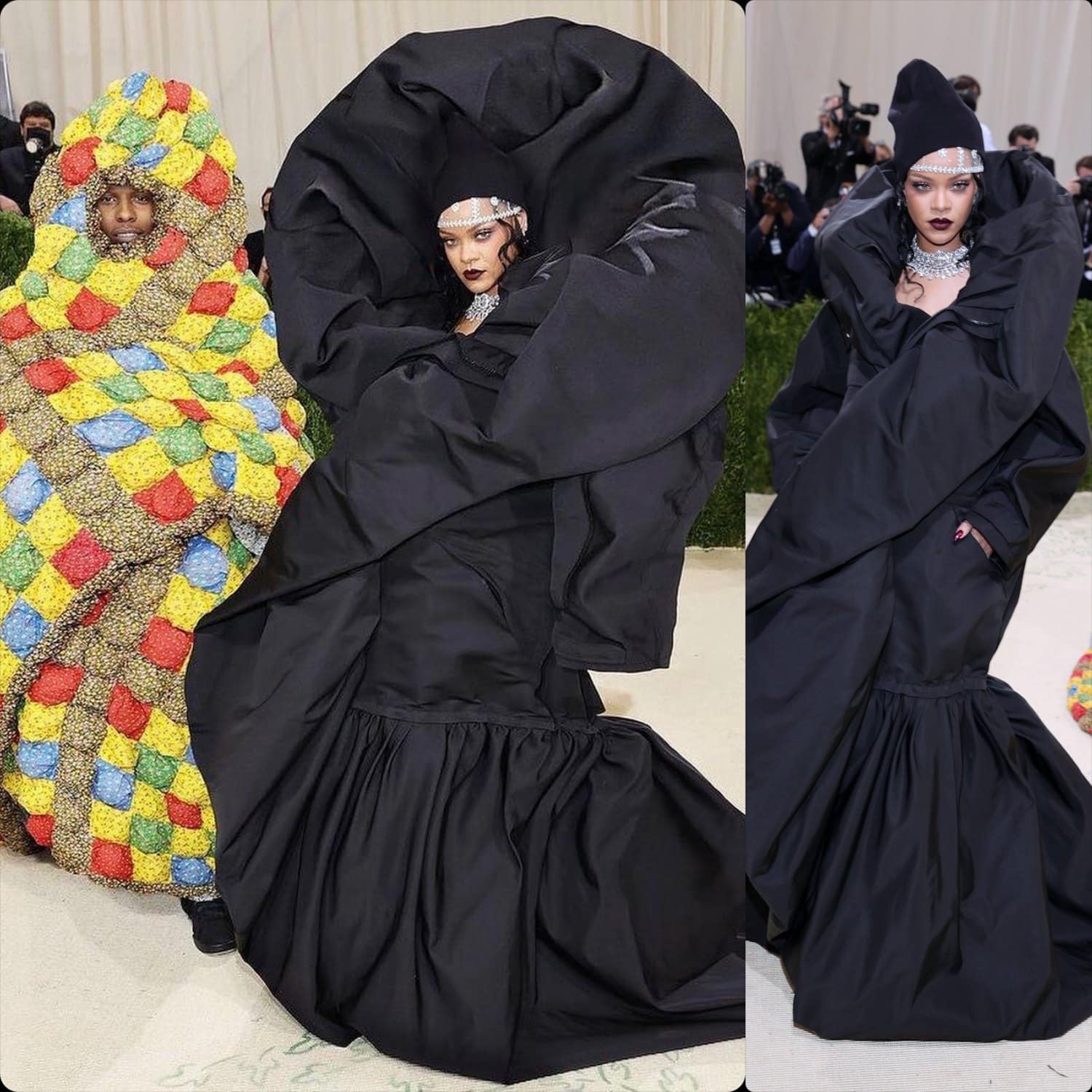 Rihanna a Balenciaga al Met Gala 2021 di RUNWAY MAGAZINE