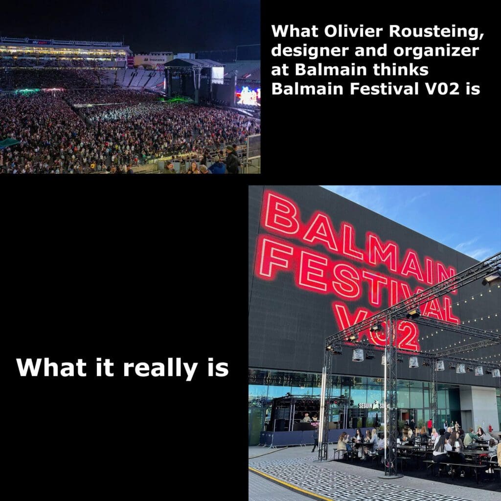 What Olivier Rousteing thinks Balmain Festival V02 is, and What Balmain Festival V02 really is