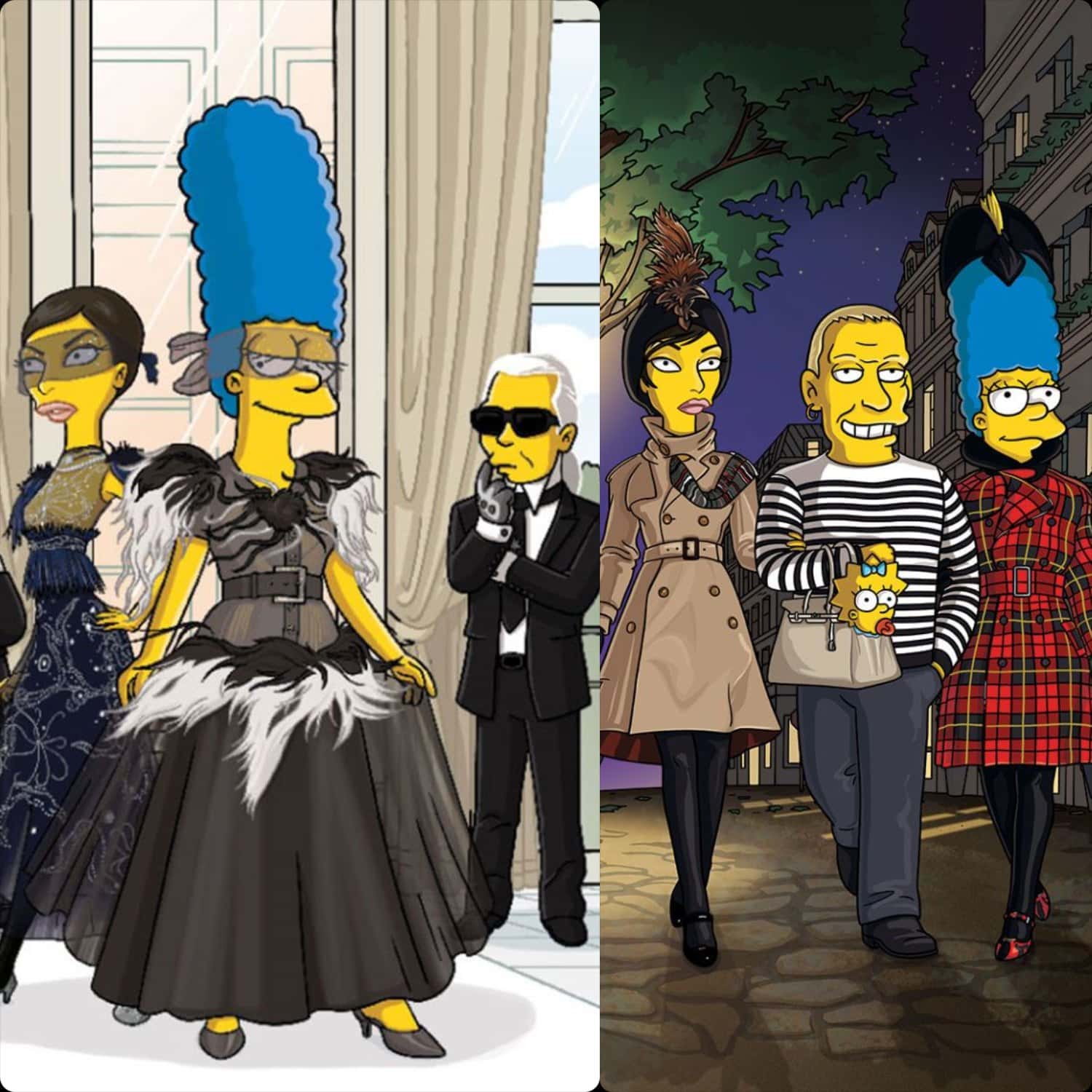 Les Simpsons pour Karl Lagerfeld et Chanel, Jean Paul Gaultier par Harper's Bazaar 2009