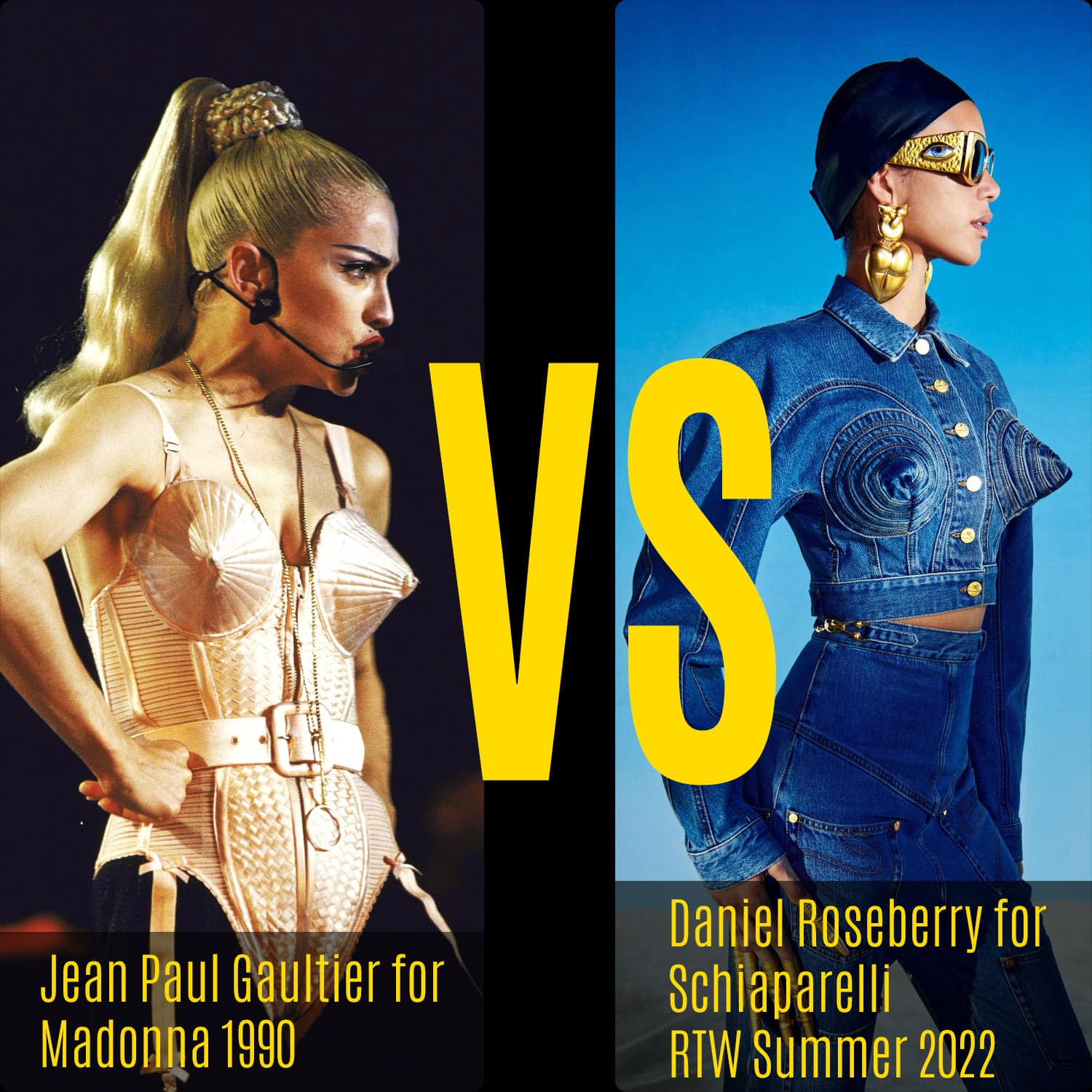 Jean Paul Gaultier pour Madonna 1990 vs Daniel Roseberry pour Schiaparelli RTW Spring Summer 2022