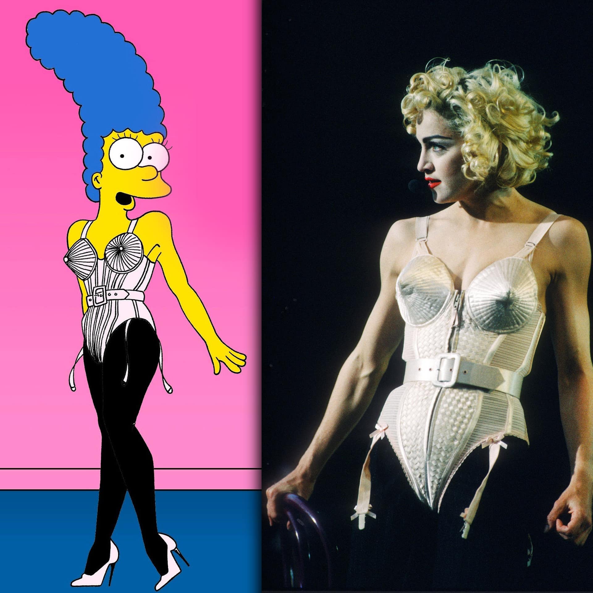 Robes iconiques Marge Simpson - AleXsandro Palombo - Le célèbre bustier Jean Paul Gaultier de Madonna