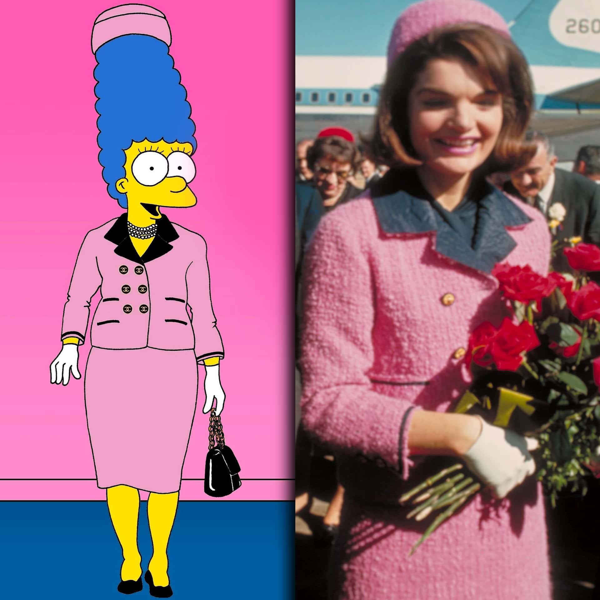 Marge Simpson Robes Iconiques - AleXsandro Palombo - Costume Chanel rose porté par Jackie Kennedy 1963