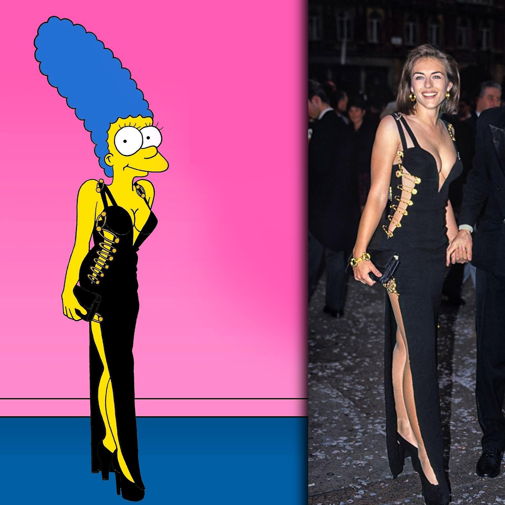 Marge Simpson Iconic Dresses - AleXsandro Palombo - Robe Versace célèbre par Elizabeth Hurley