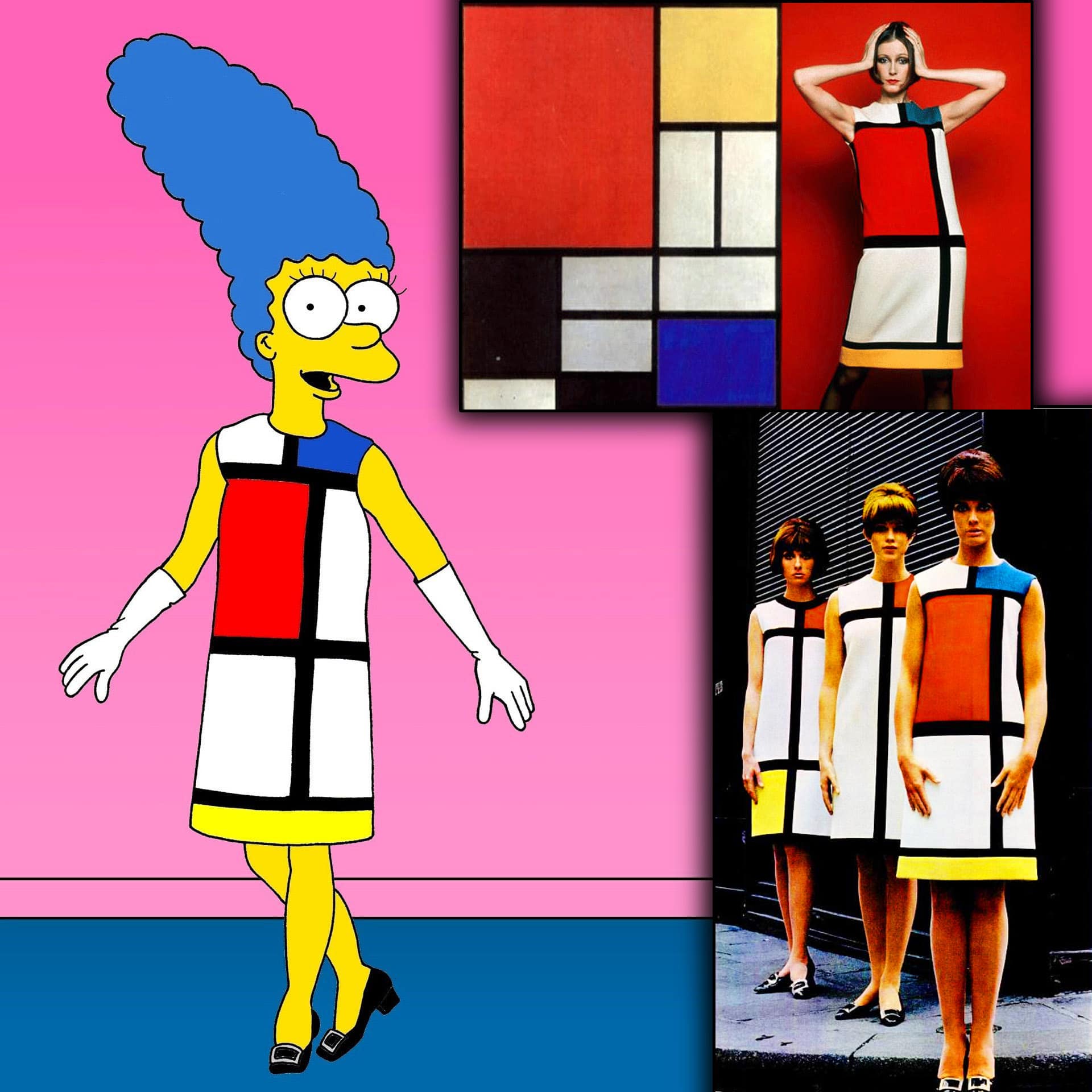 Marge Simpson Iconic Dresses - AleXsandro Palombo - Robe Mondrian d'Yves Saint Laurent 1965