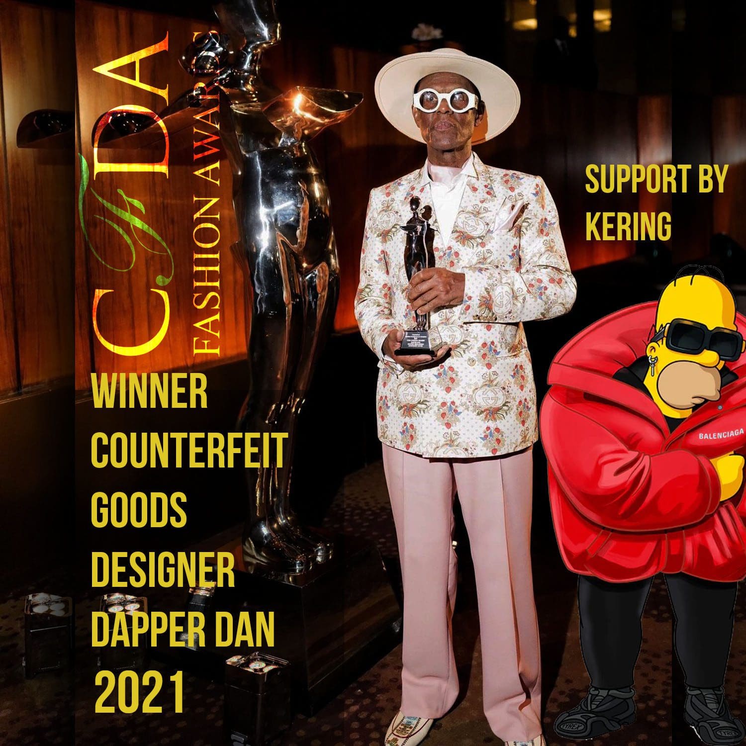 CFDA Awards 2021 - winner counterfeit goods designer Dapper Dan - support by Kering