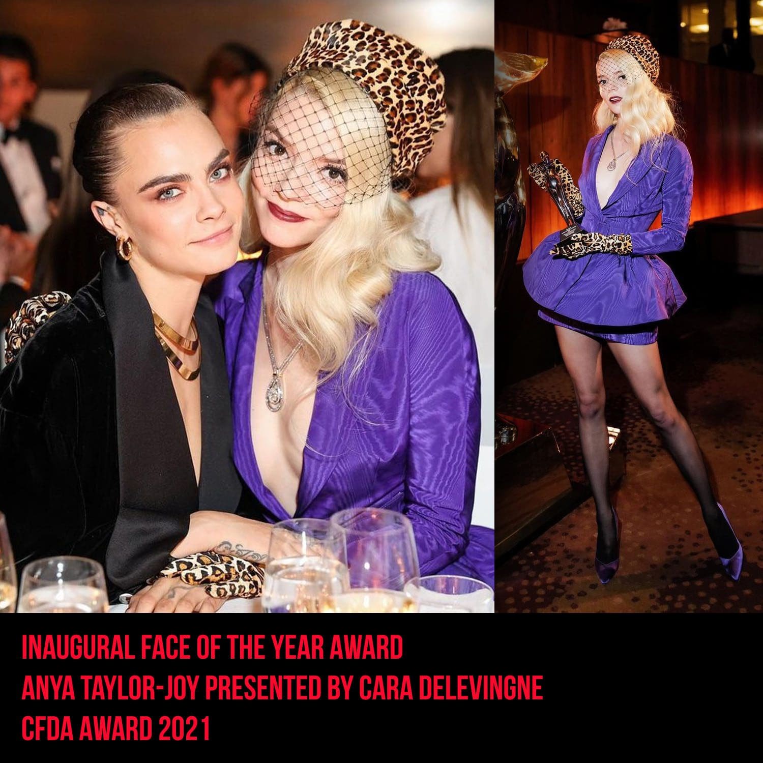 Inaugural Face of the Year Award Anya Taylor-Joy presented by Cara Delevingne - CFDA Award 2021