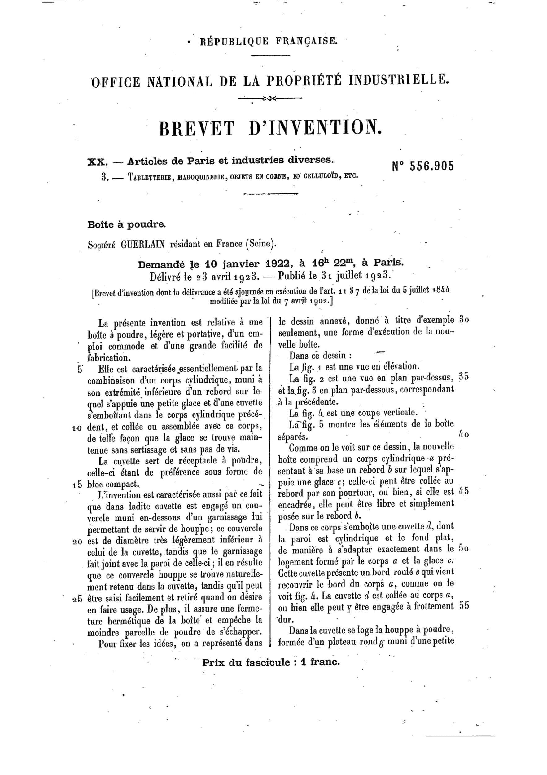 Tresors INPI - Scatola Poudre 1923