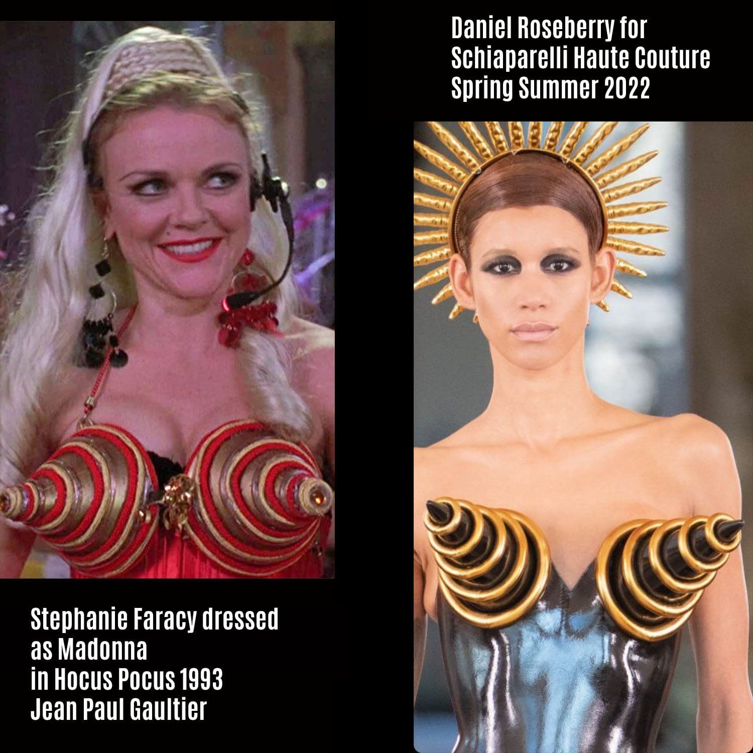 JP Gaultier für Stephanie Faracy – Hocus Pocus 1993 gegen Daniel Roseberry für Schiaparelli HC Spring Summer 2022