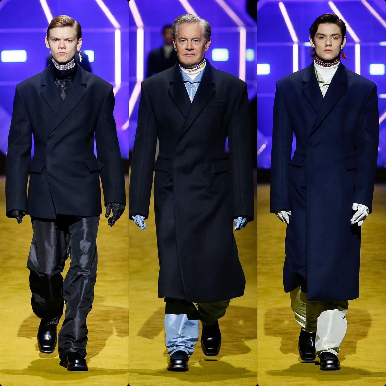 Thomas Brodie-Sangster, Kyle MacLachlan, Louis Partridge for Prada Fall Winter 2022-2023 Men by RUNWAY MAGAZINE