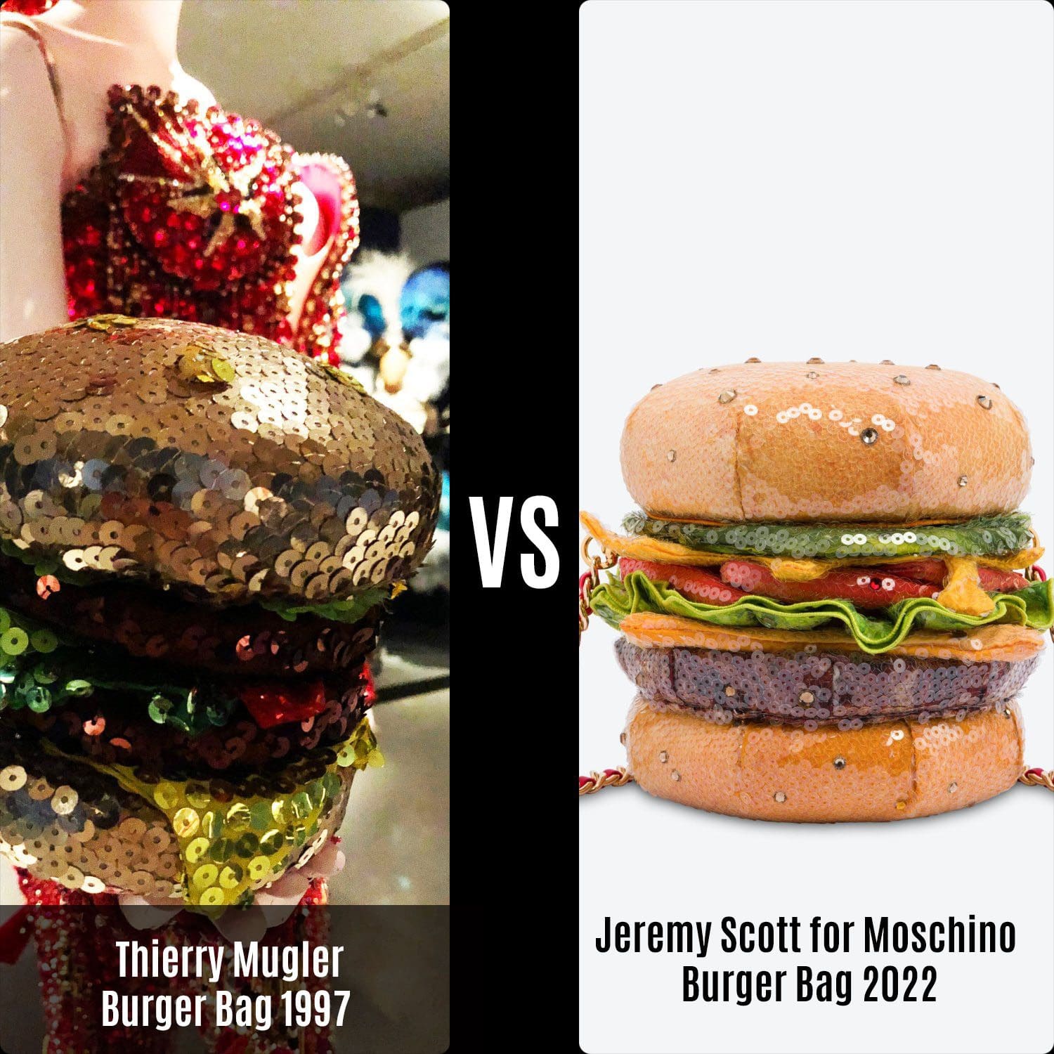 Thierry Mugler 1997 vs Jeremy Scott 2022 - SAC À MAIN BURGER par RUNWAY MAGAZINE