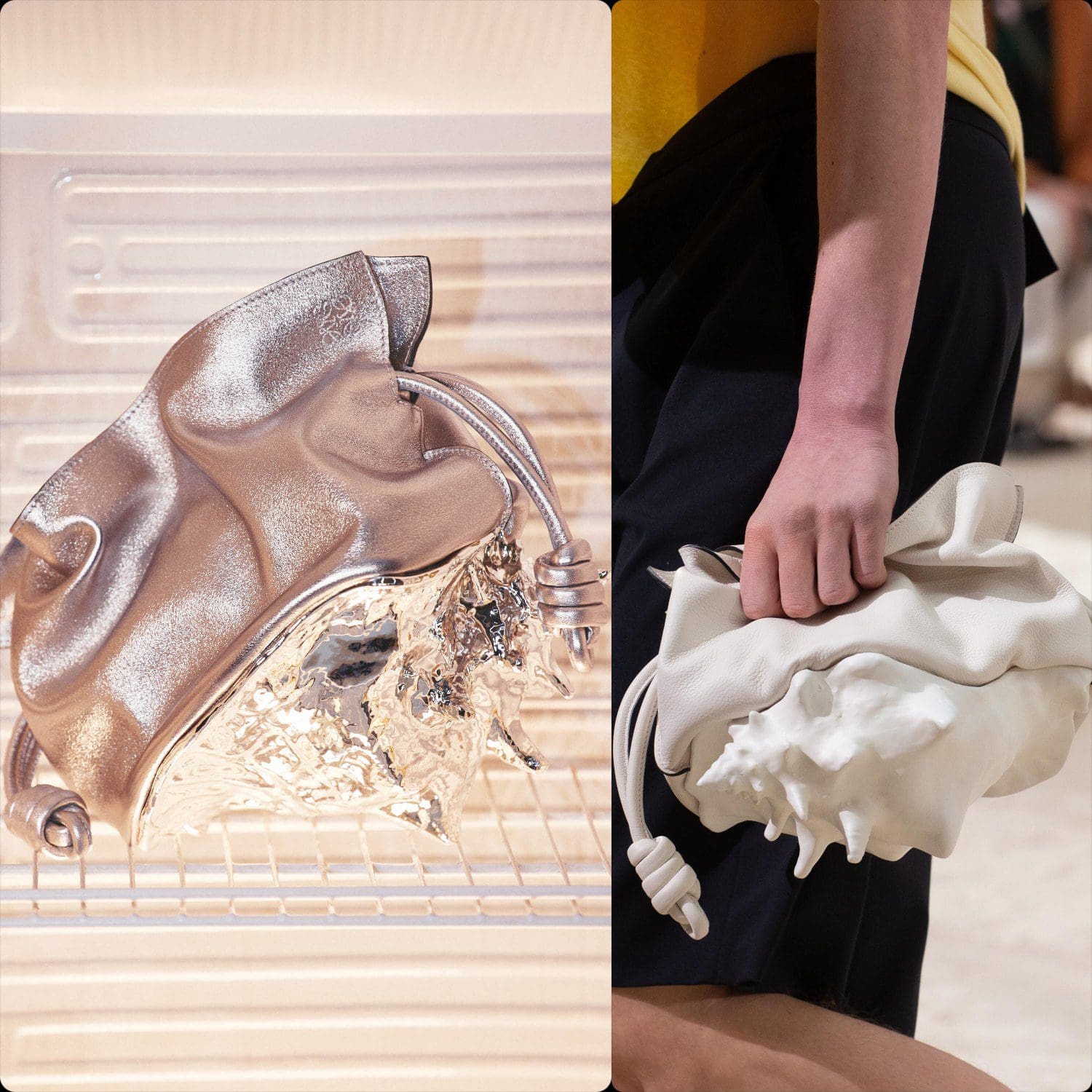 Loewe outono inverno 2022-2023 sacos de concha por RUNWAY MAGAZINE