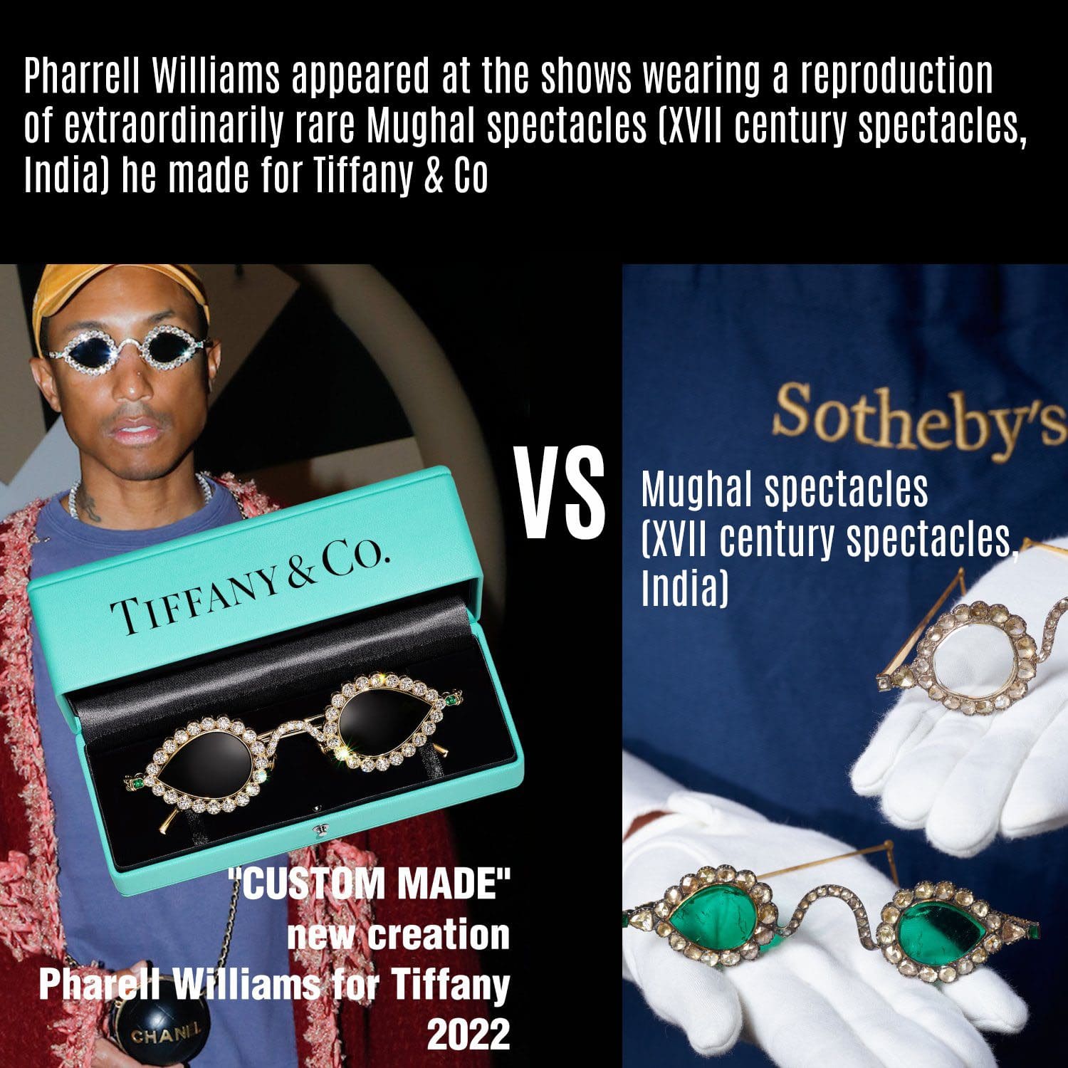 Reprodução de Pharrell Williams para óculos Tiffany & Co of Mughal - espetáculos do século XVII, Índia