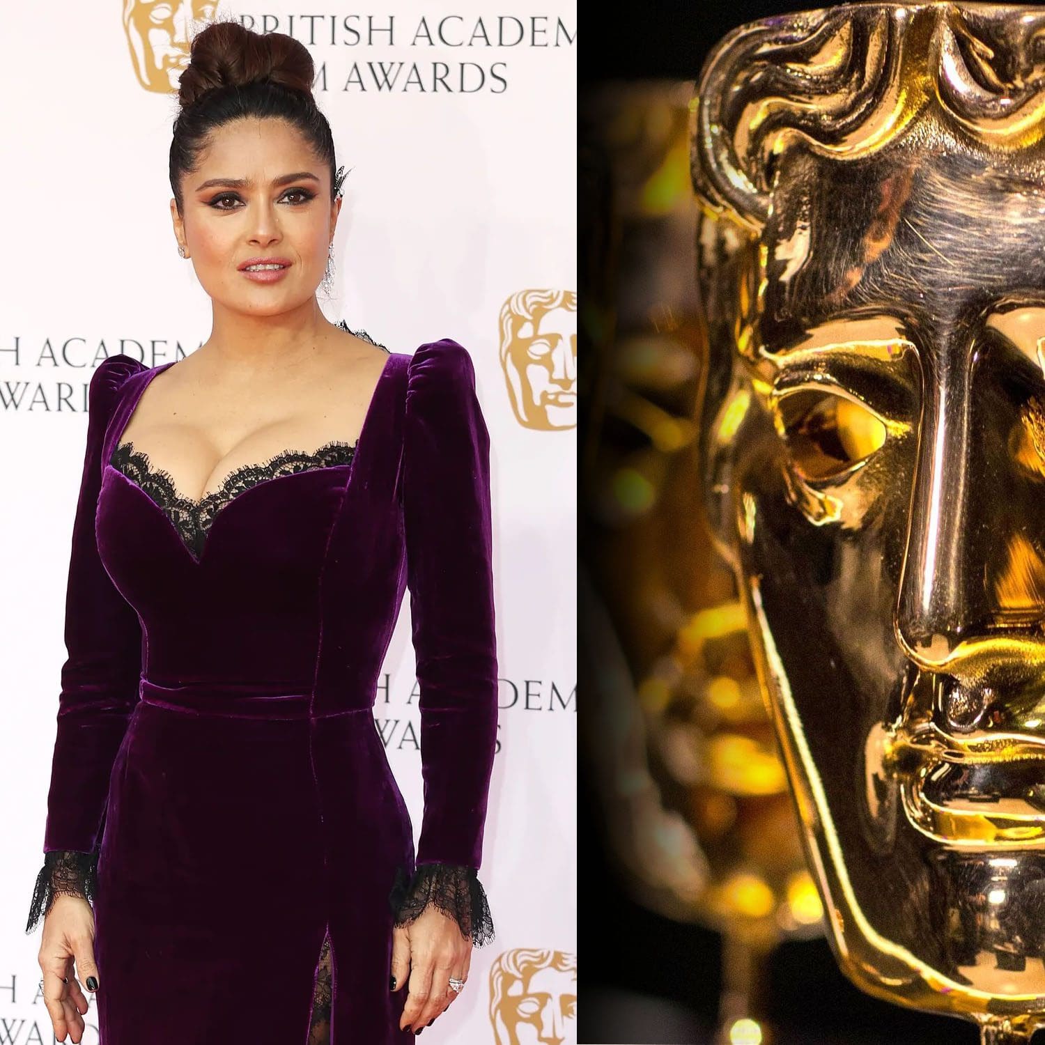 Salma Hayek Pinault en Gucci aux BAFTA Awards 2022 par RUNWAY MAGAZINE