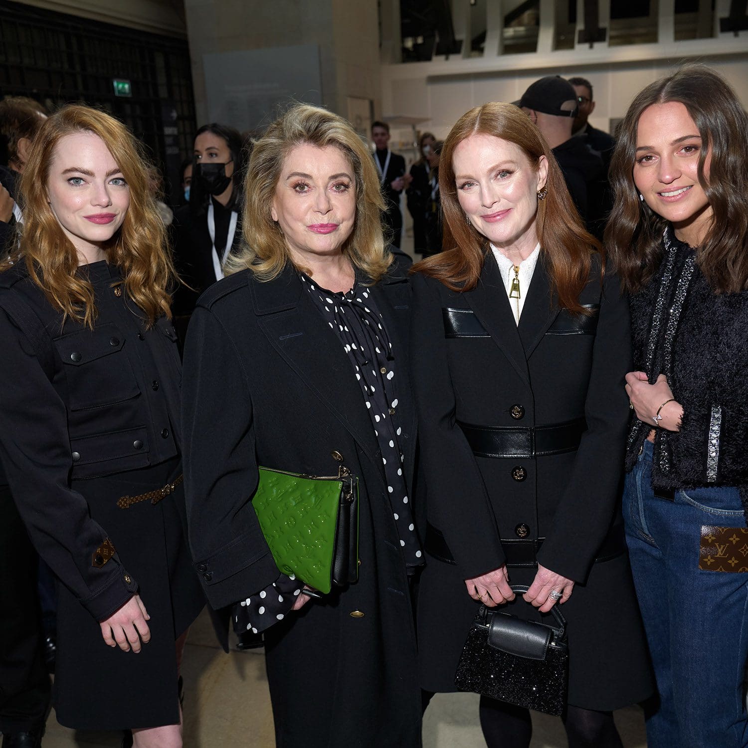 EMMA STONE, CATHERINE DENEUVE, JULIANNE MOORE, ALICIA VIKANDER at Louis Vuitton Fall 2022-2023 Runway Magazine