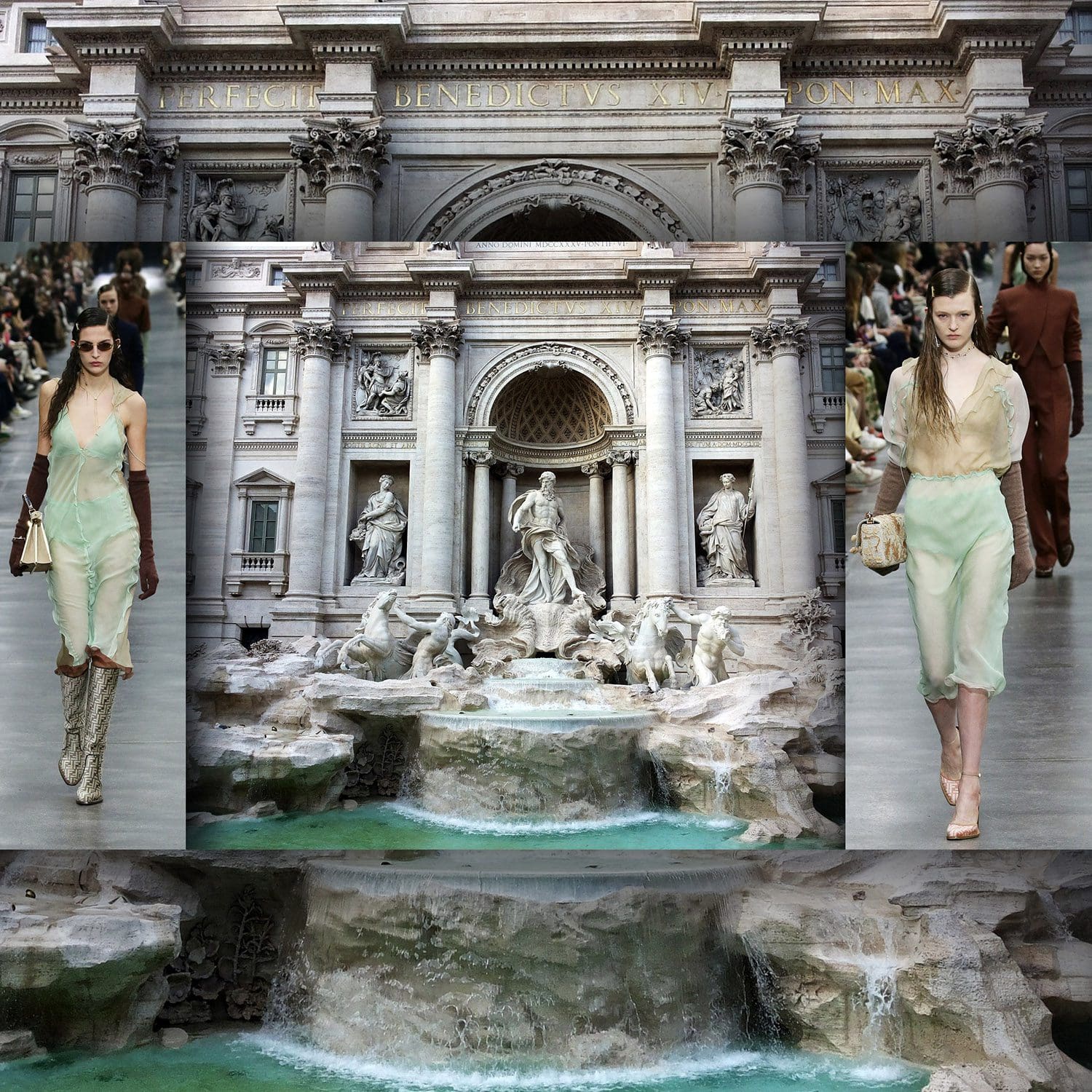 Fendi Couture Show 2016 at Trevi Fountain Rome Runway Magazine