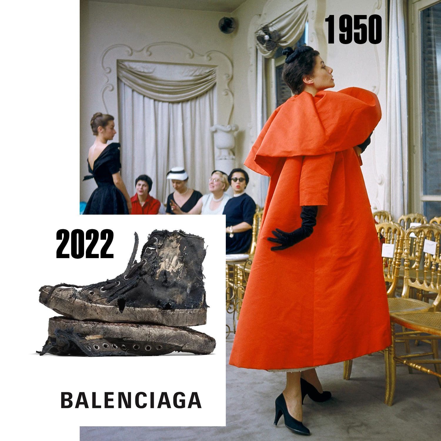 Balenciaga 1950 frente a Balenciaga 2022