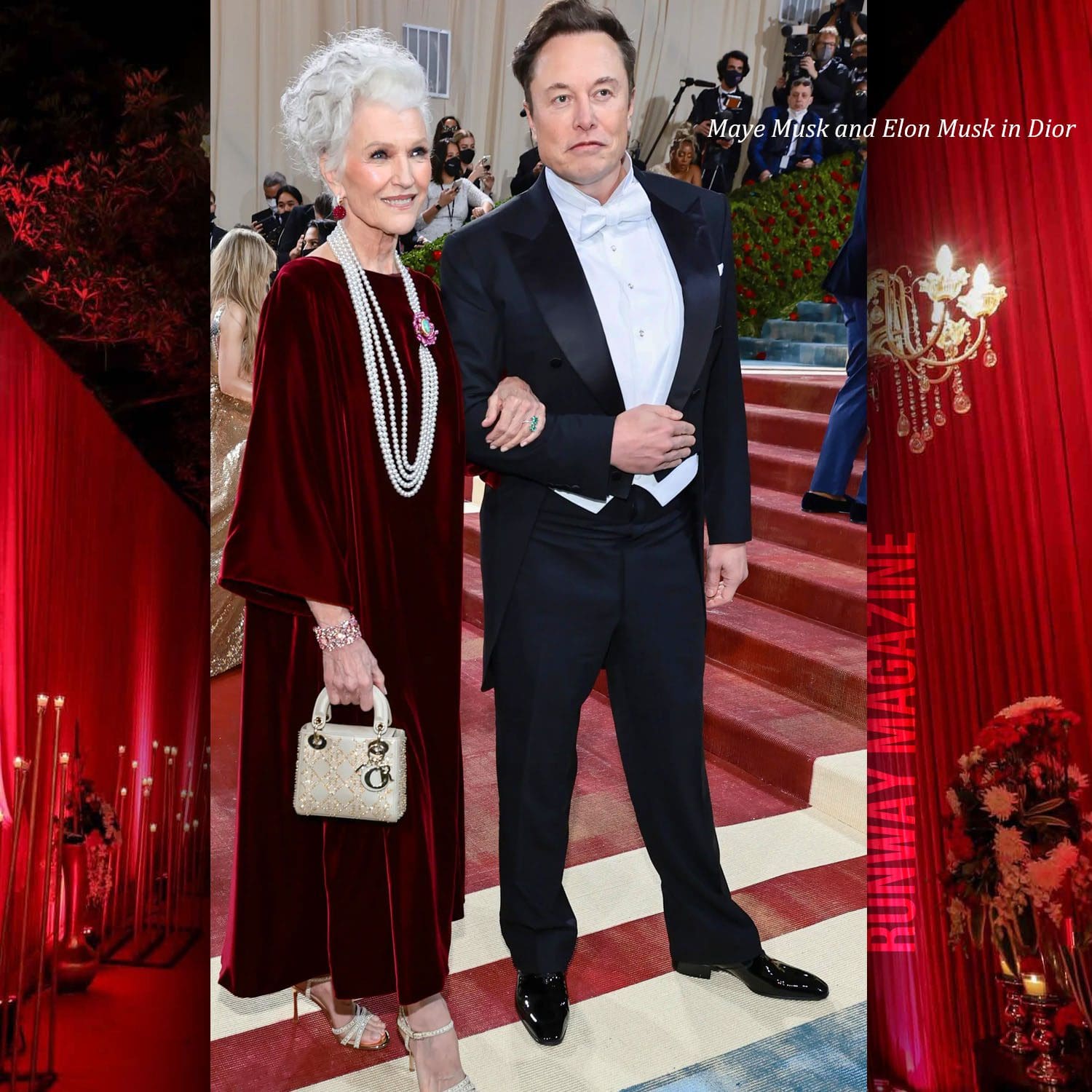 Maye Musk and Elon Musk in Dior at The Met Gala 2022 by Runway Magazine