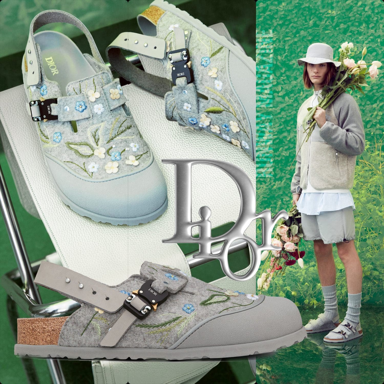 Collaboration Dior et Birkenstock par RUNWAY MAGAZINE